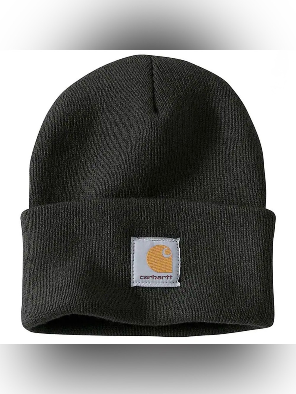 Carhartt Men’s Knit Cuffed Beanie Sewn Front Label Fold-up Cuff Black